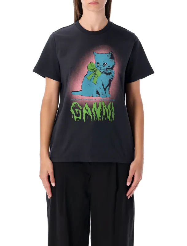 GANNI BLACK KITTY COTTON T-SHIRT sold by Lord & Taylor
