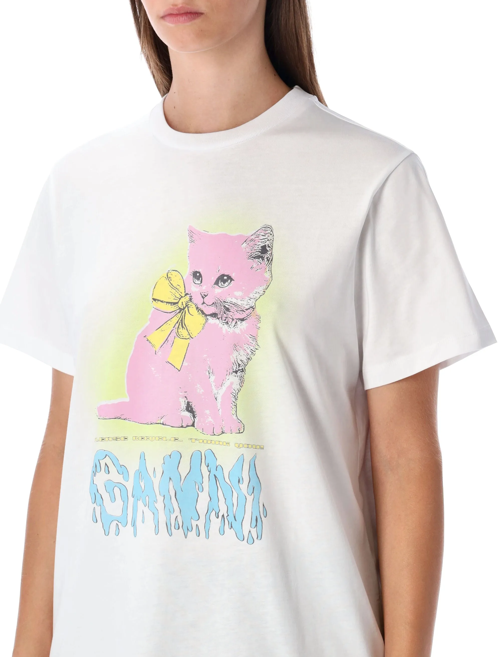 GANNI WHITE KITTY COTTON T-SHIRT sold by Lord & Taylor product image thumbnail 3