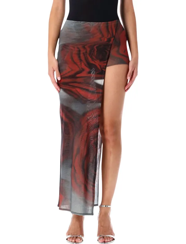 JEAN PAUL GAULTIER RED BLURRY ROSES TULLE SKORT sold by Lord & Taylor