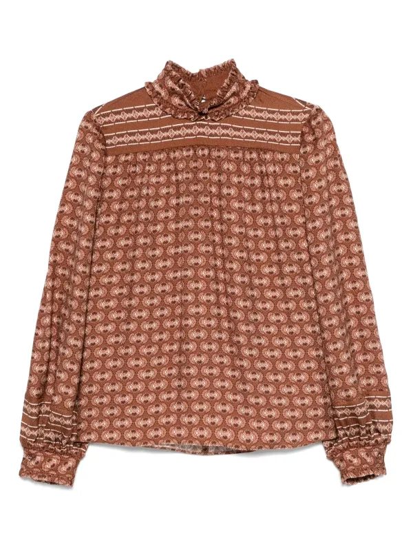 SILK BLOUSE WITH VOYAGE IMAGINAIRE PRINT sold by Lord & Taylor