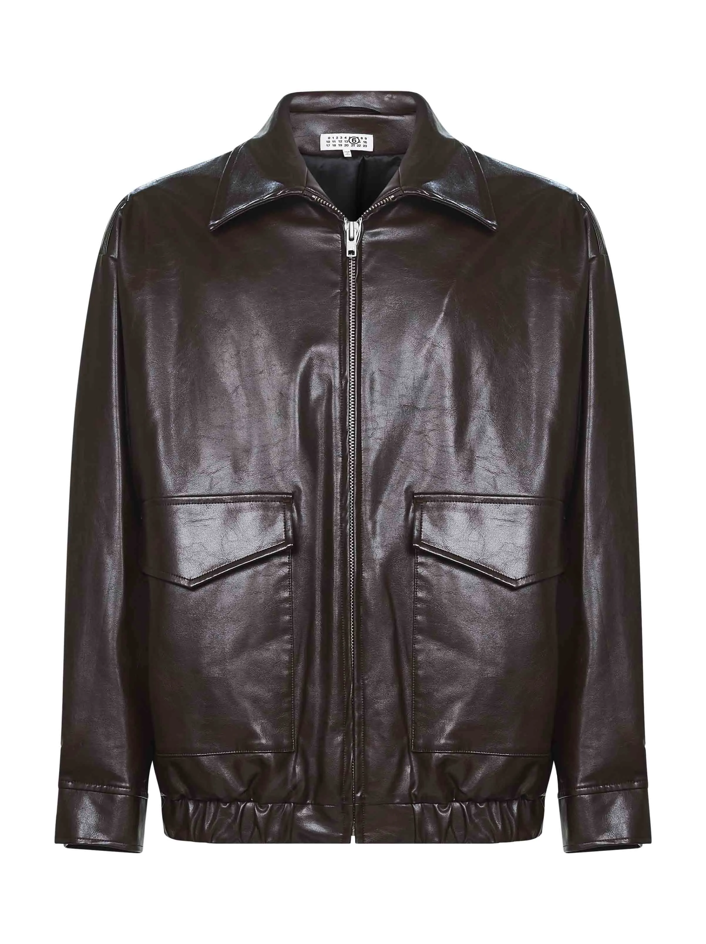 Burgundy Faux Leather Bomber Jacket sold by Lord & Taylor