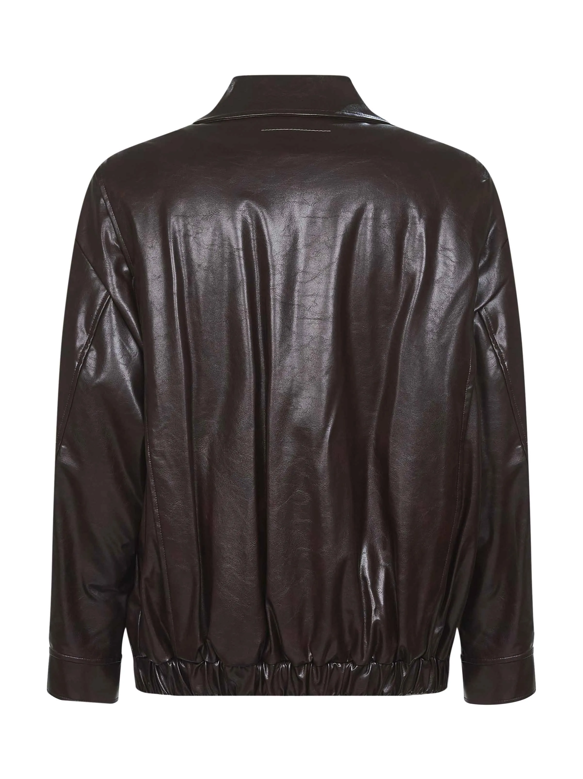 Burgundy Faux Leather Bomber Jacket sold by Lord & Taylor product image thumbnail 2