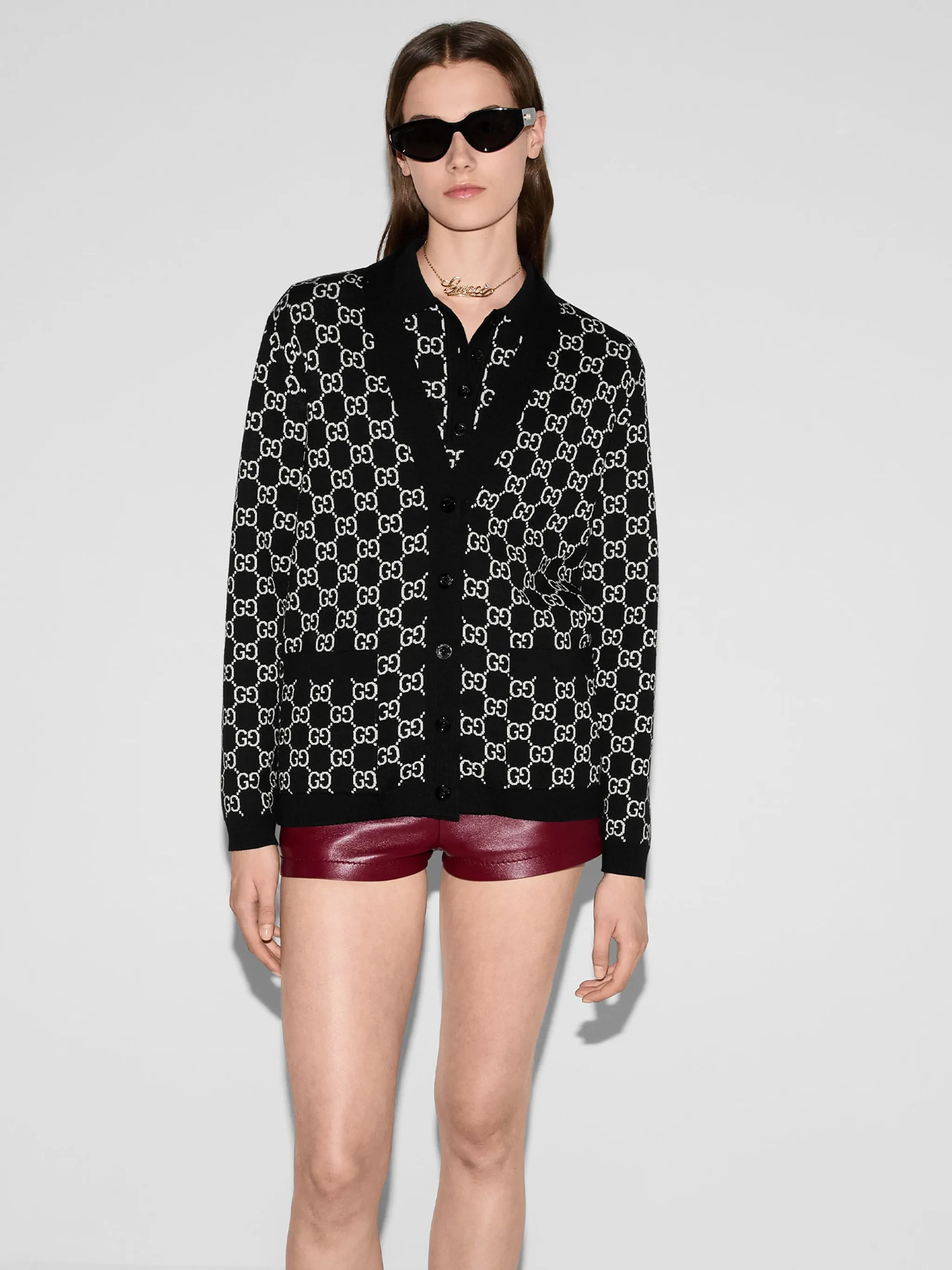 REVERSIBLE GG WOOL JACQUARD CARDIGAN sold by Lord & Taylor product image thumbnail 3