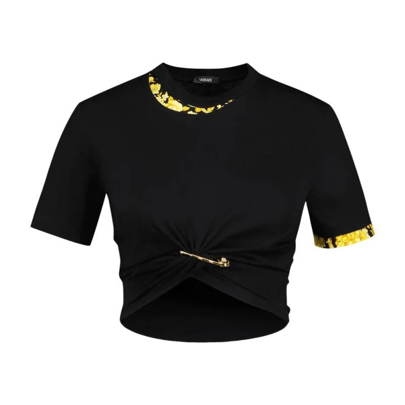 BAROCCO SAFETY PIN CROP T-SHIRT made by Versace