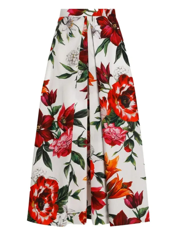 FLOWER-PRINT PLEATED POPLIN SKIRT sold by Lord & Taylor