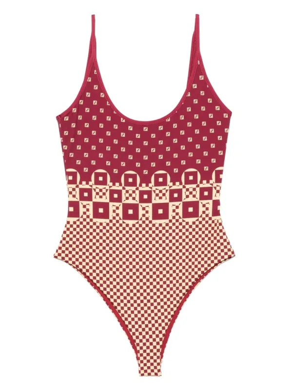 LYCRA® ONE-PIECE SWIMSUIT WITH MICRO PATCHWORK PRINT sold by Lord & Taylor
