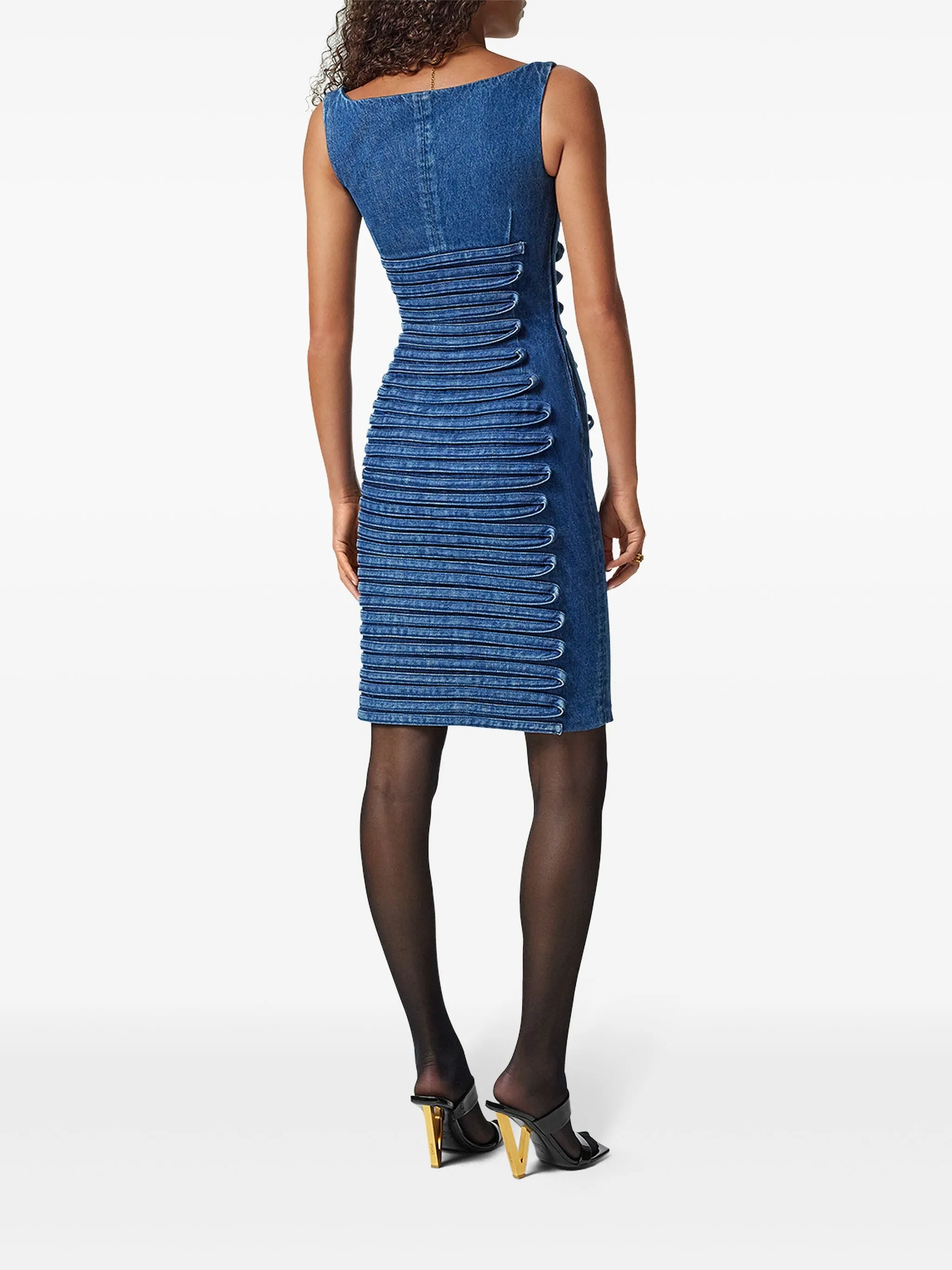 DENIM FITTED MINI DRESS sold by Lord & Taylor product image thumbnail 3
