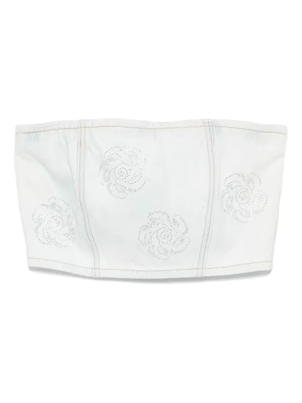 STUDDED DENIM CROP TOP sold by Lord & Taylor