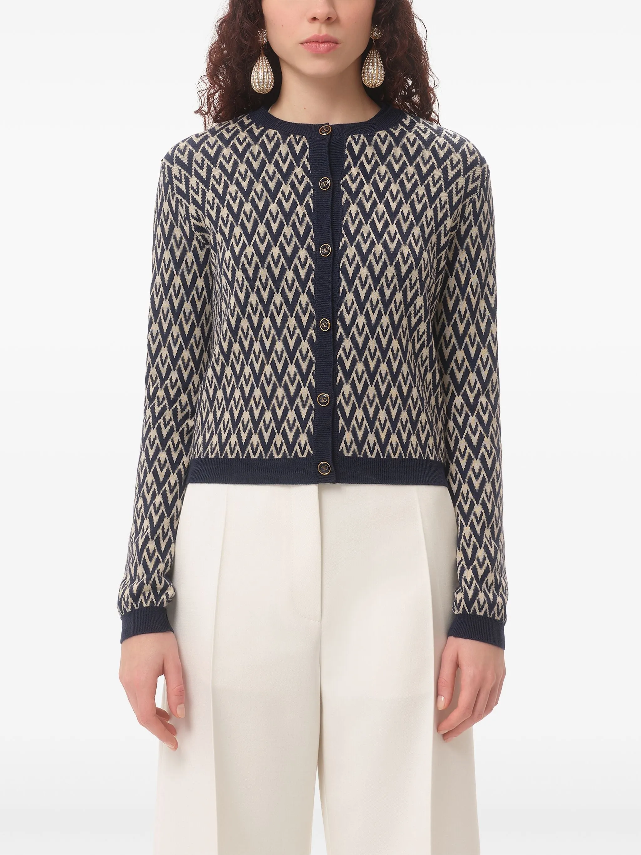 TOUTE LA V JACQUARD WOOL CARDIGAN sold by Lord & Taylor product image thumbnail 3
