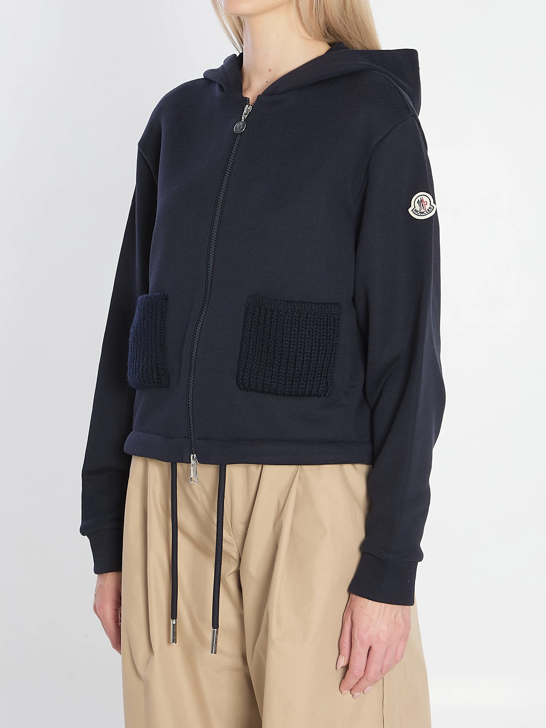 KNIT ACCENT COTTON ZIP-UP HOODIE sold by Lord & Taylor product image thumbnail 2