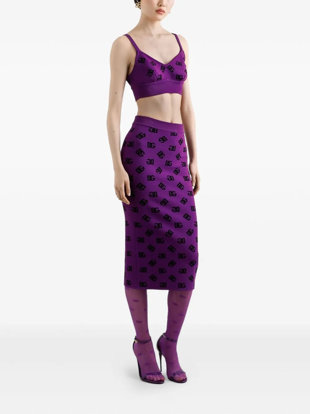 VISCOSE BRA TOP WITH DG JACQUARD LOGO sold by Lord & Taylor product image thumbnail 2