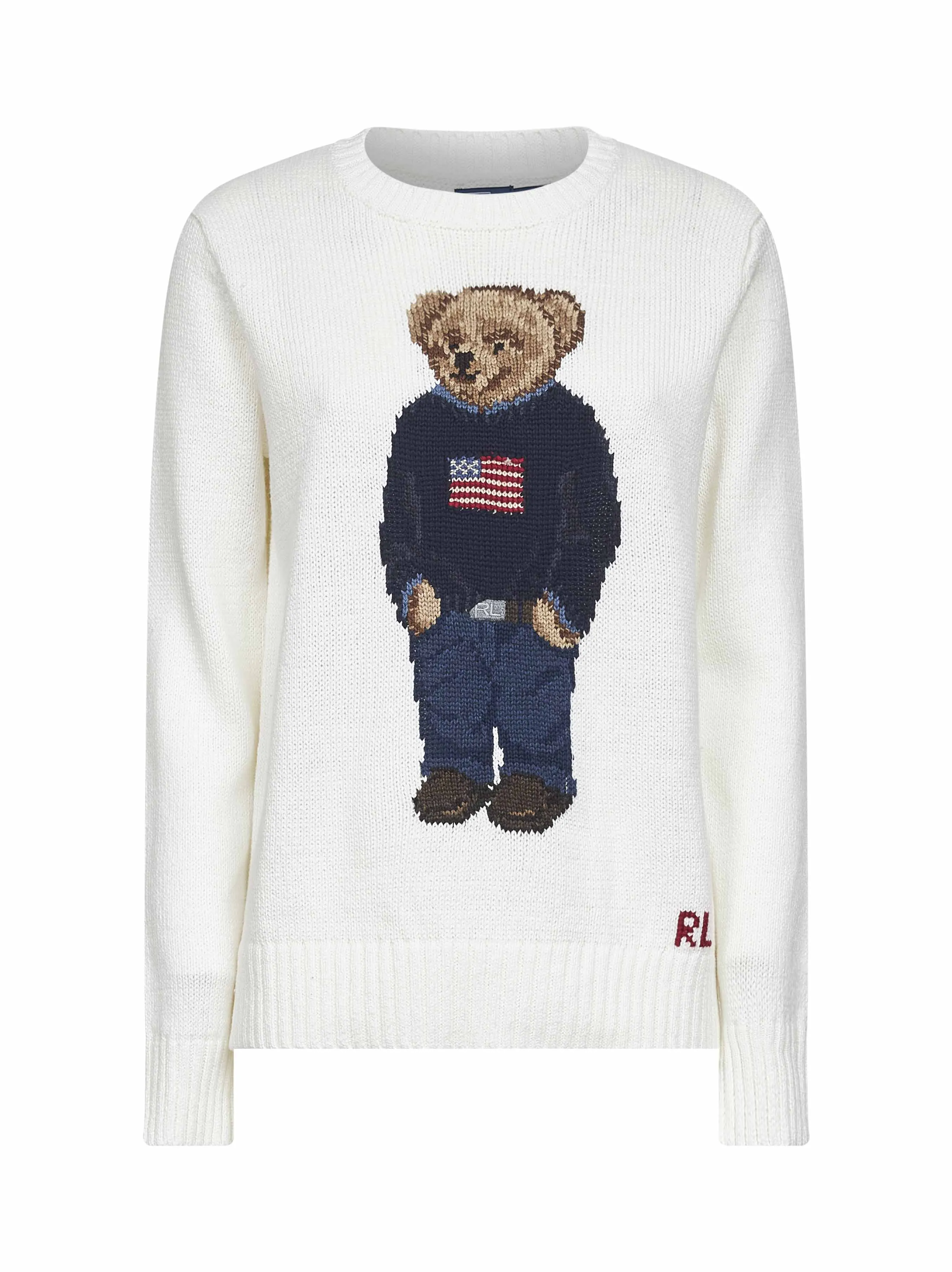 White Linen and Cotton Polo Bear Sweater sold by Lord & Taylor product image thumbnail 3