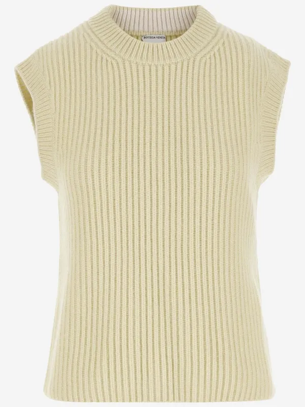 Wool Vest in Light Yellow made by Bottega Veneta