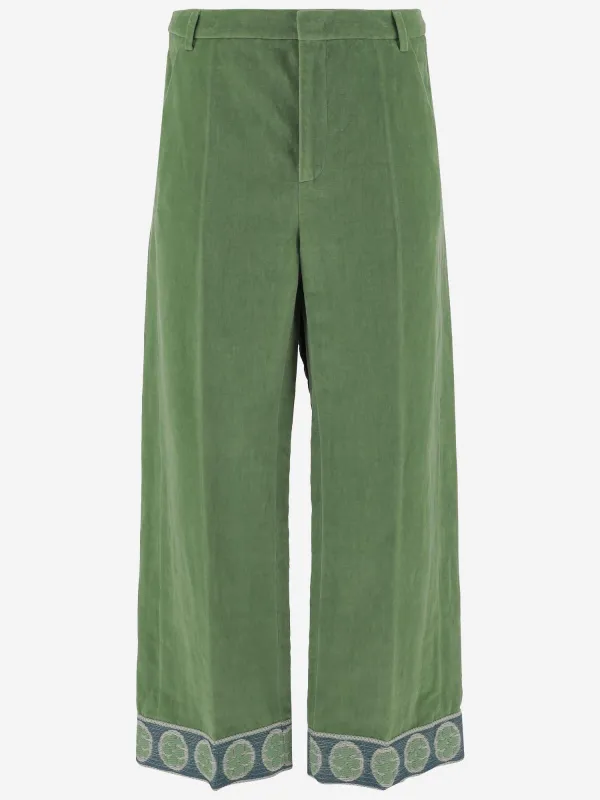 Cotton and Linen Pants with Jacquard Bottoms made by Valentino