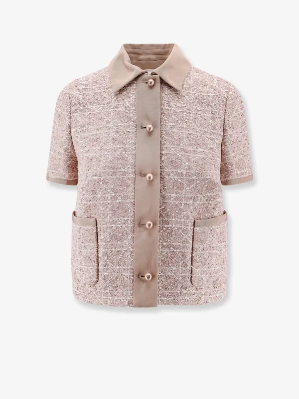 Macrocannage Short Sleeve Tweed Blazer sold by Lord & Taylor