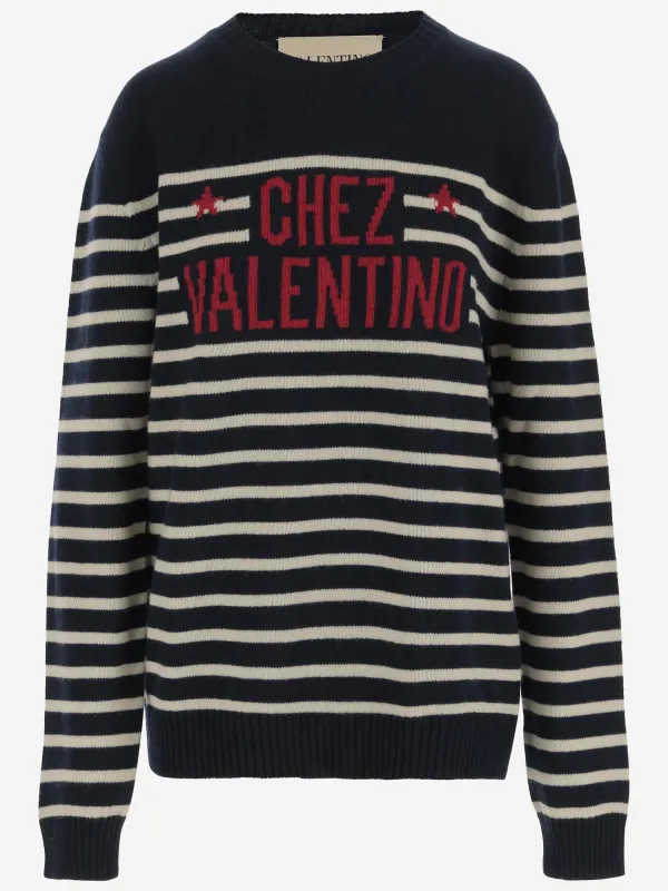 Chez Valentino Wool Sweater with Striped Pattern sold by Lord & Taylor