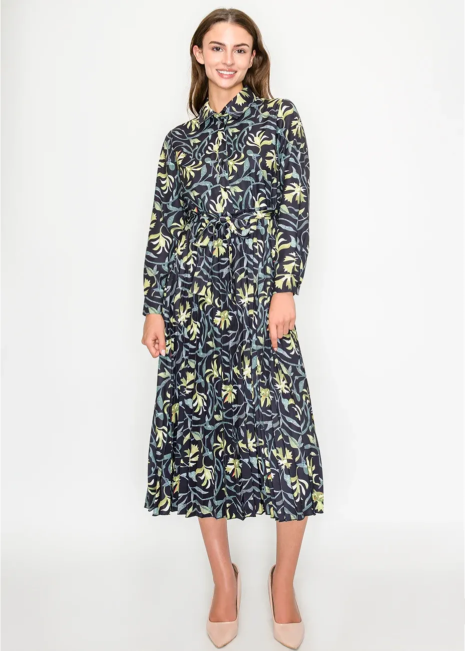 Black Midi Dress with Green Florals sold by Lord & Taylor product image thumbnail 4