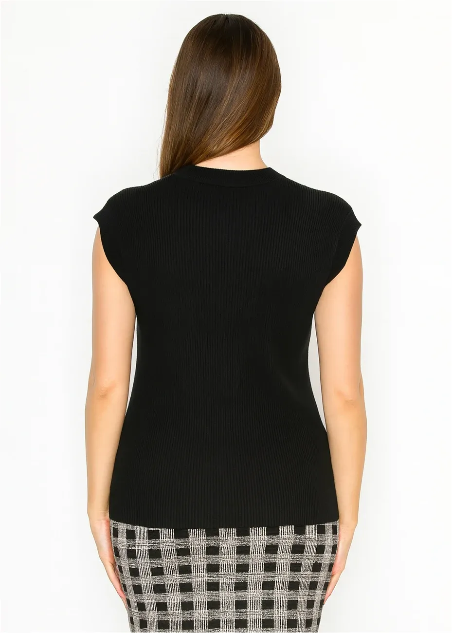 Blend Black Vest with Ribbed Texture sold by Lord & Taylor product image thumbnail 2