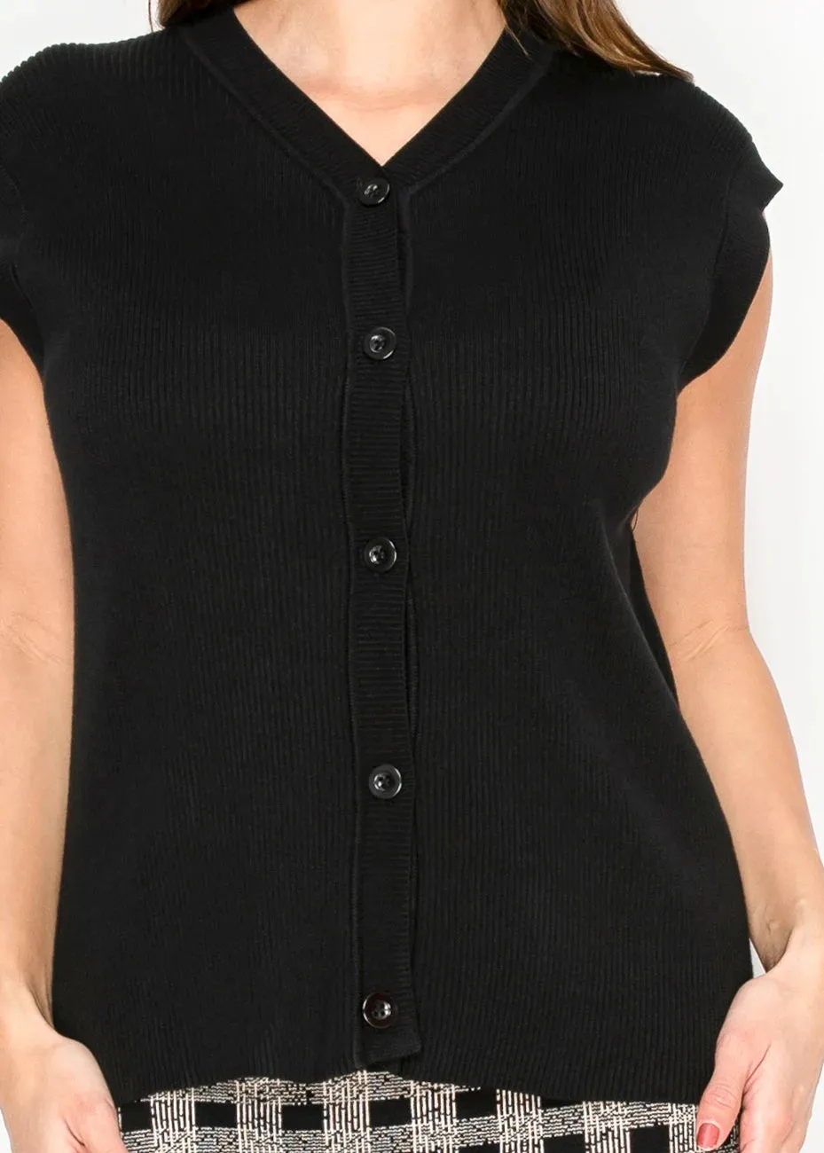 Blend Black Vest with Ribbed Texture sold by Lord & Taylor product image thumbnail 3