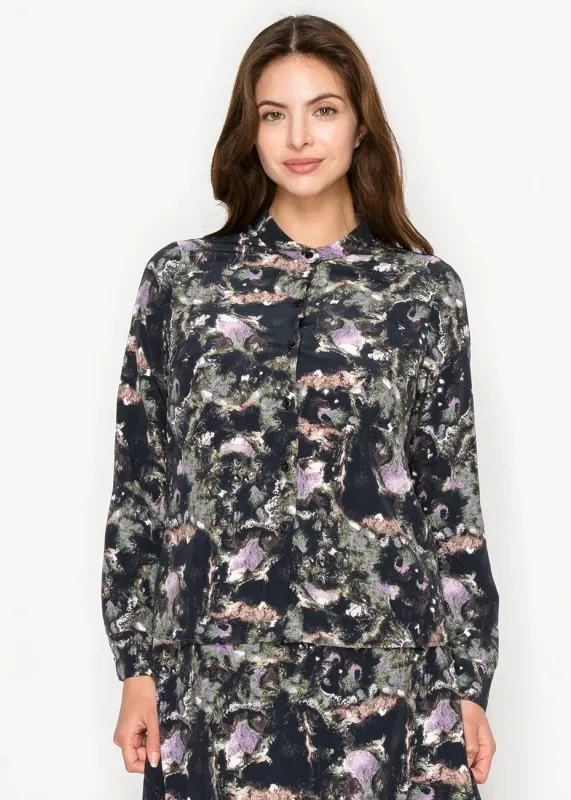 Multicolor Brushstroke Print Button-Down Blouse sold by Lord & Taylor