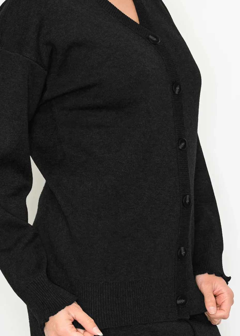 Black Knit V-Neck Cardigan sold by Lord & Taylor product image thumbnail 5