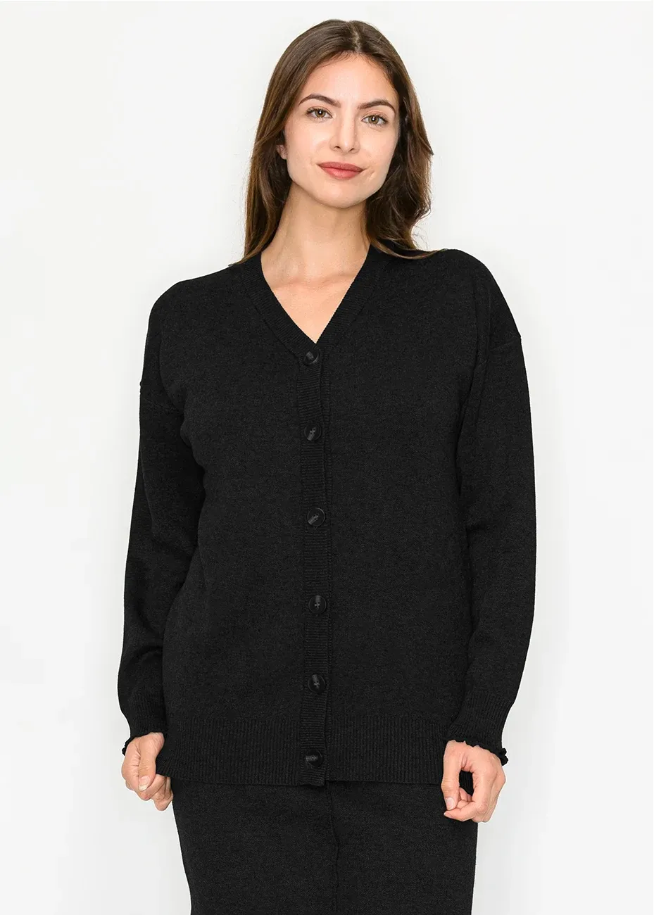 Black Knit V-Neck Cardigan sold by Lord & Taylor
