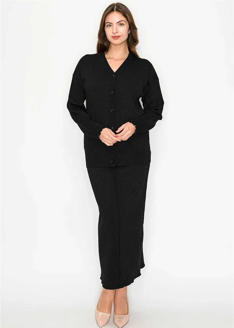 Black Knit V-Neck Cardigan sold by Lord & Taylor product image thumbnail 4