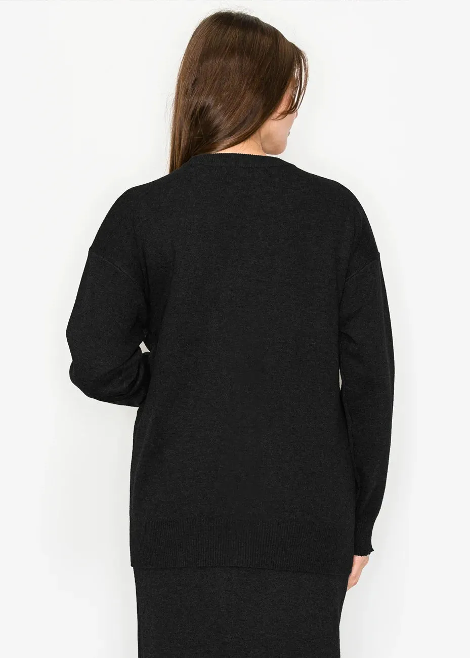 Black Knit V-Neck Cardigan sold by Lord & Taylor product image thumbnail 2