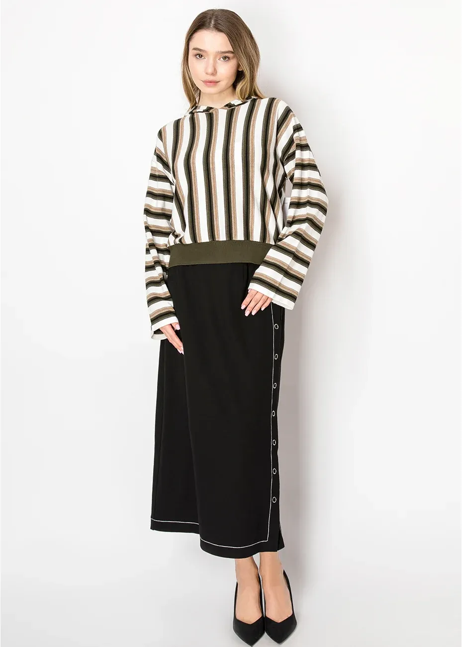 Olive Striped Hooded Knit Top sold by Lord & Taylor product image thumbnail 4
