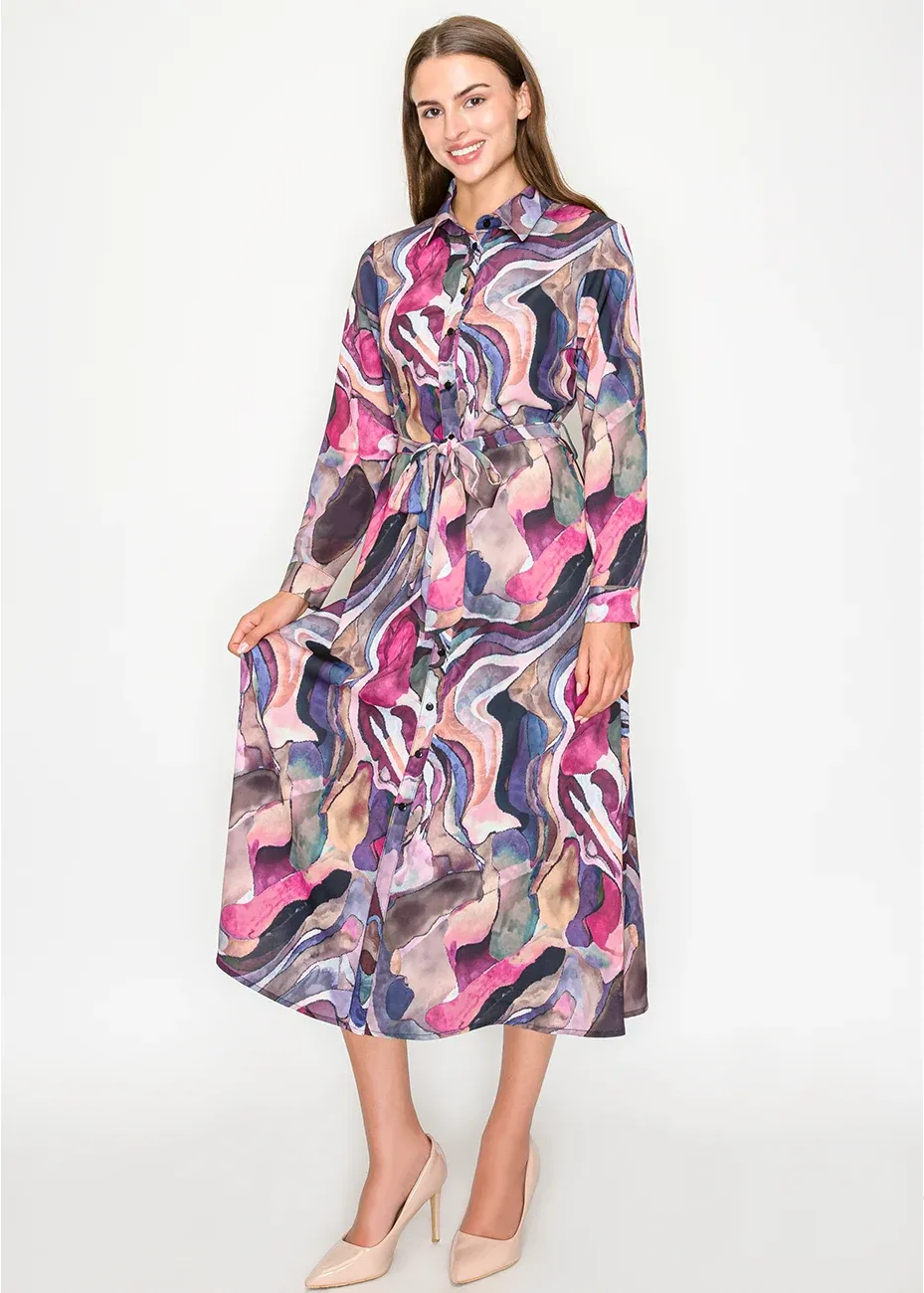 Multi Abstract Button-Front Midi Dress sold by Lord & Taylor product image thumbnail 3