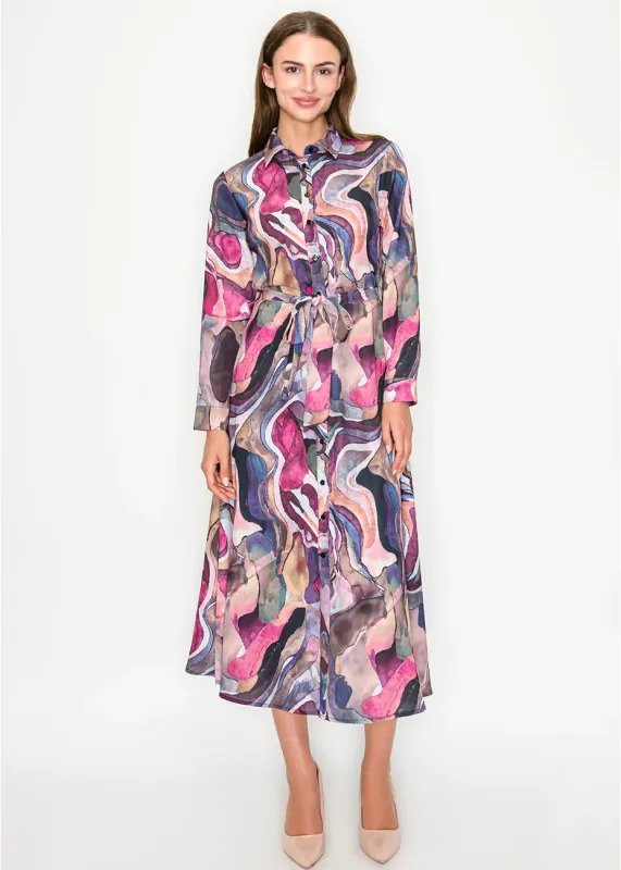 Multi Abstract Button-Front Midi Dress sold by Lord & Taylor