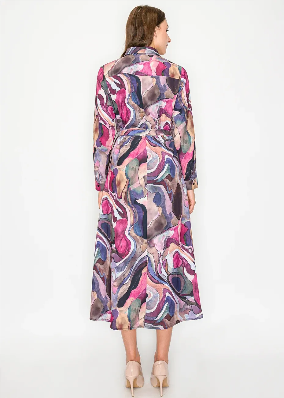 Multi Abstract Button-Front Midi Dress sold by Lord & Taylor product image thumbnail 4