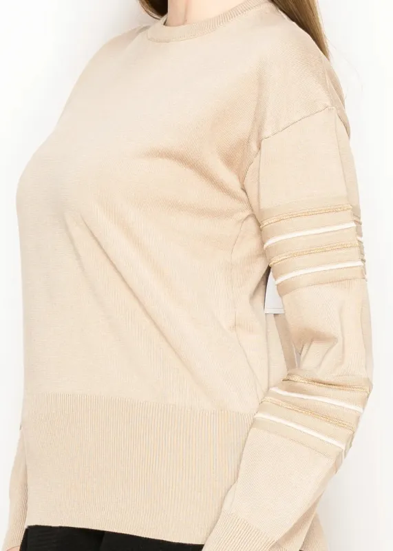Beige Crewneck Sweater with Metallic Detail sold by Lord & Taylor