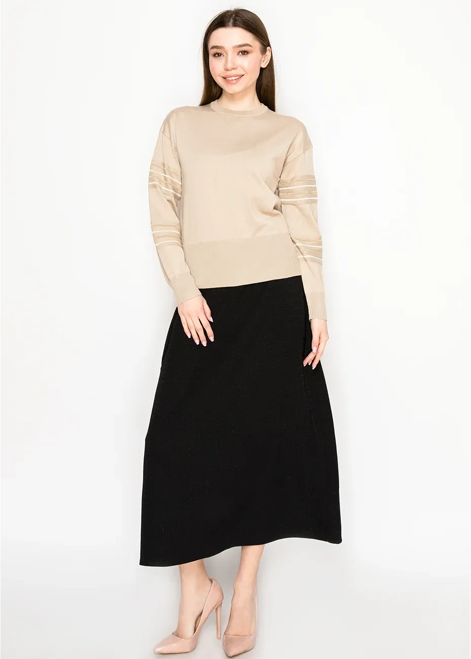 Beige Crewneck Sweater with Metallic Detail sold by Lord & Taylor product image thumbnail 5