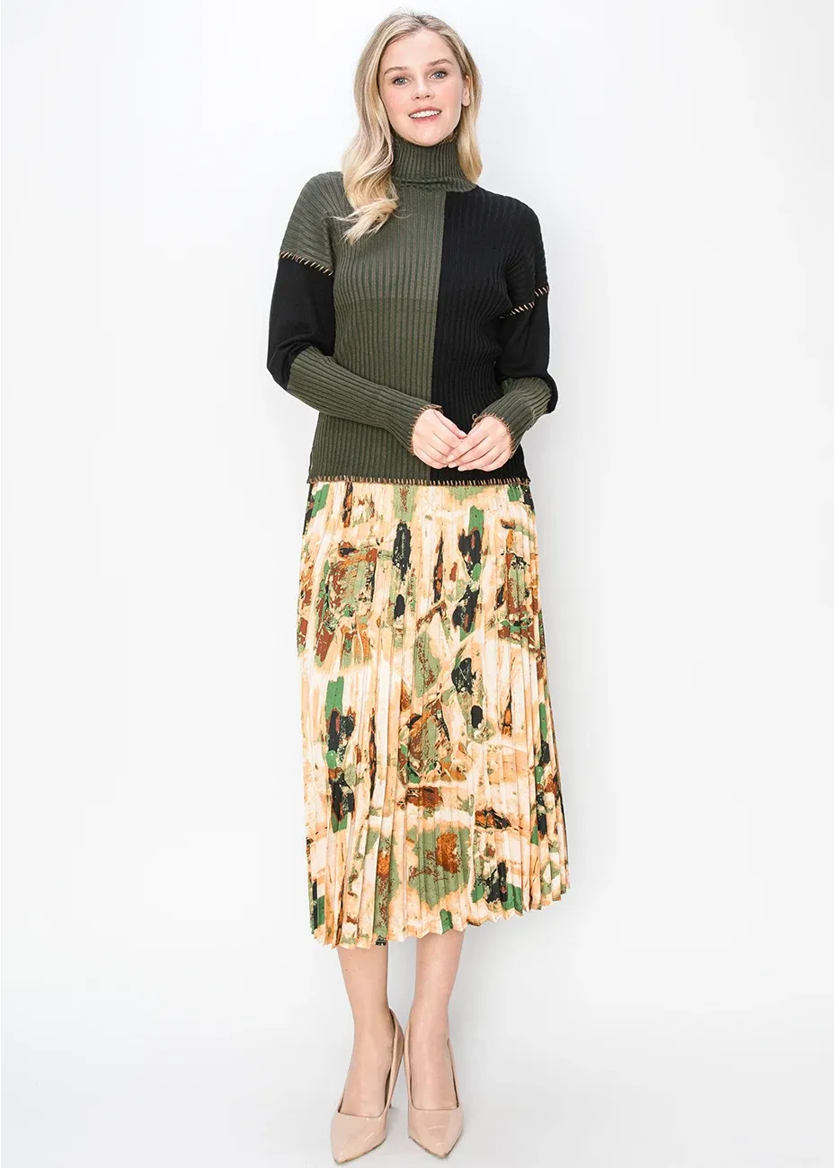 Olive and Black Block Panel Knit Sweater sold by Lord & Taylor product image thumbnail 4