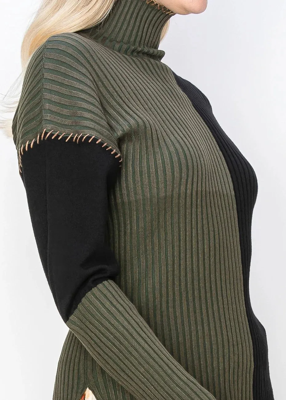 Olive and Black Block Panel Knit Sweater sold by Lord & Taylor product image thumbnail 5