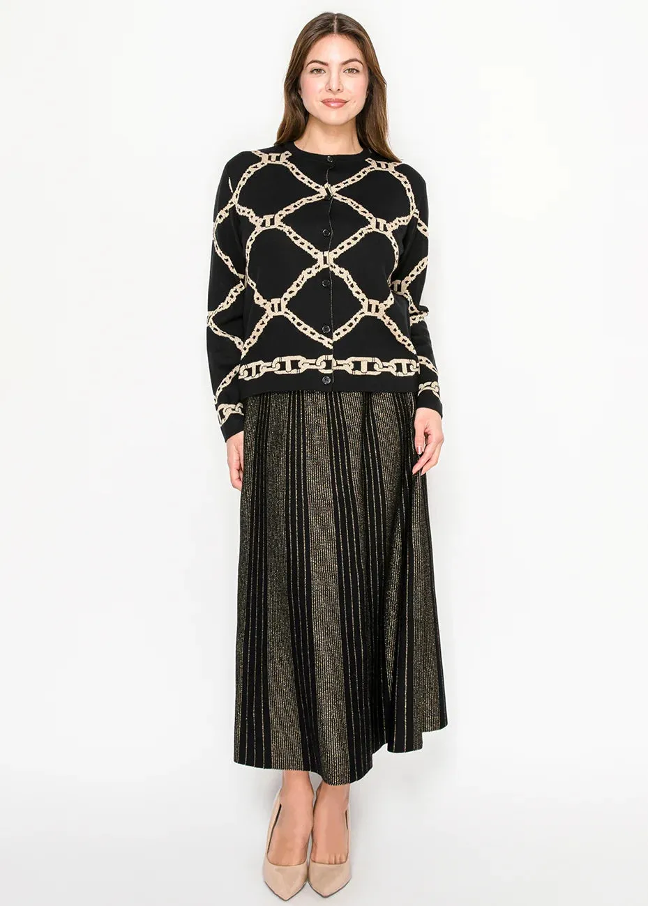 Black Chain Print Button Cardigan sold by Lord & Taylor product image thumbnail 4