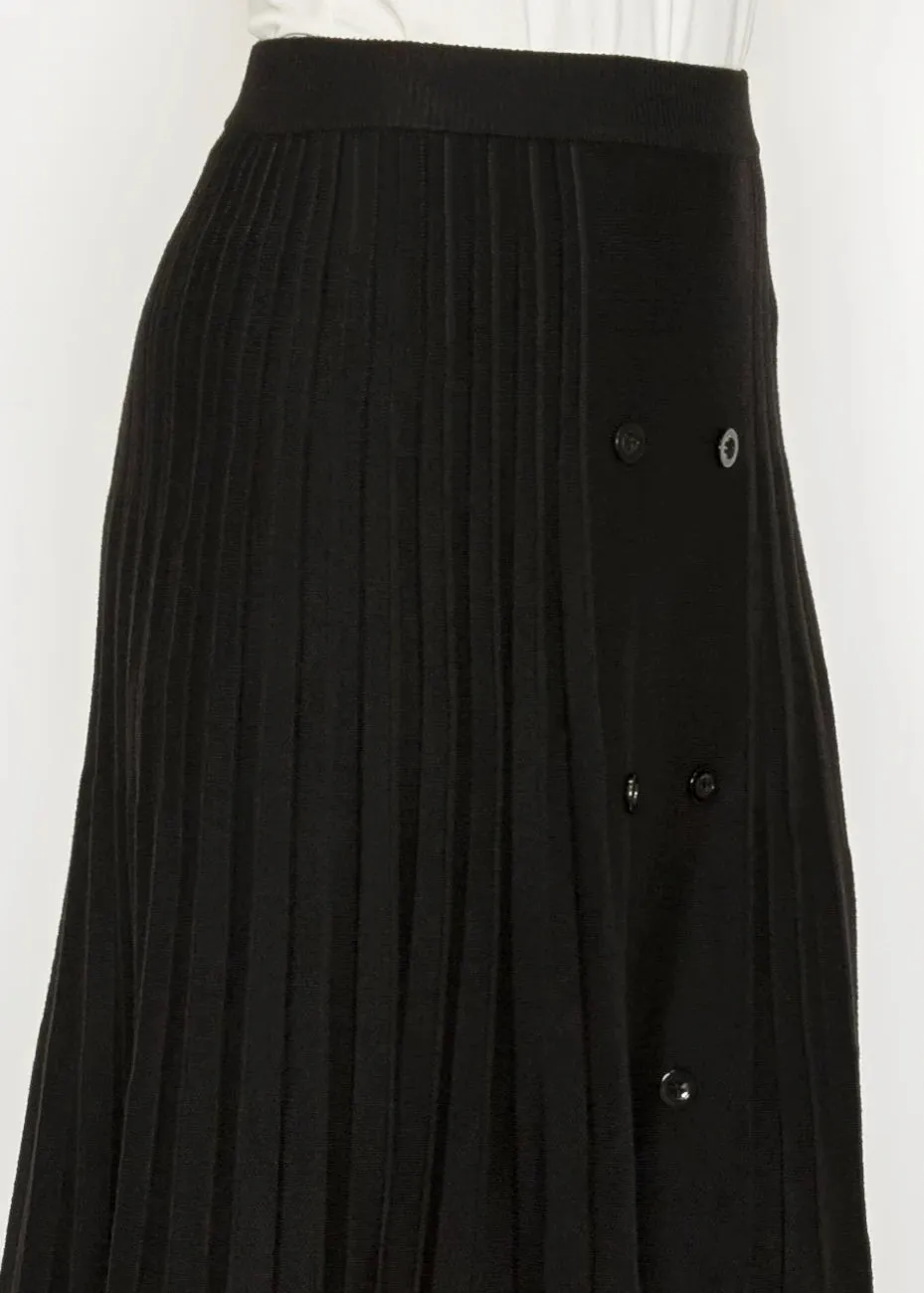 Button-front black pleated knit skirt sold by Lord & Taylor product image thumbnail 5