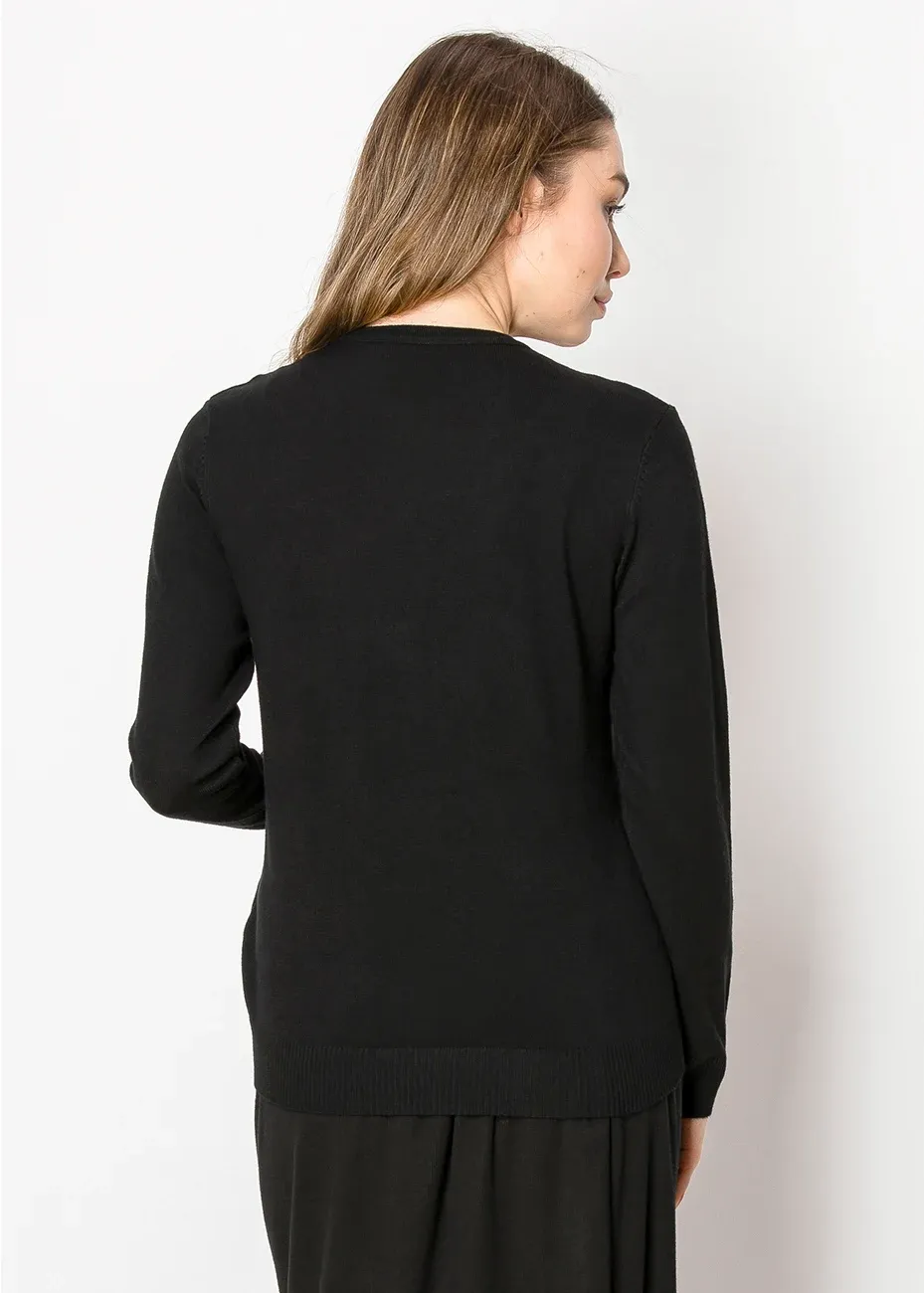 Black Pullover with Decorative Button Trim sold by Lord & Taylor product image thumbnail 2