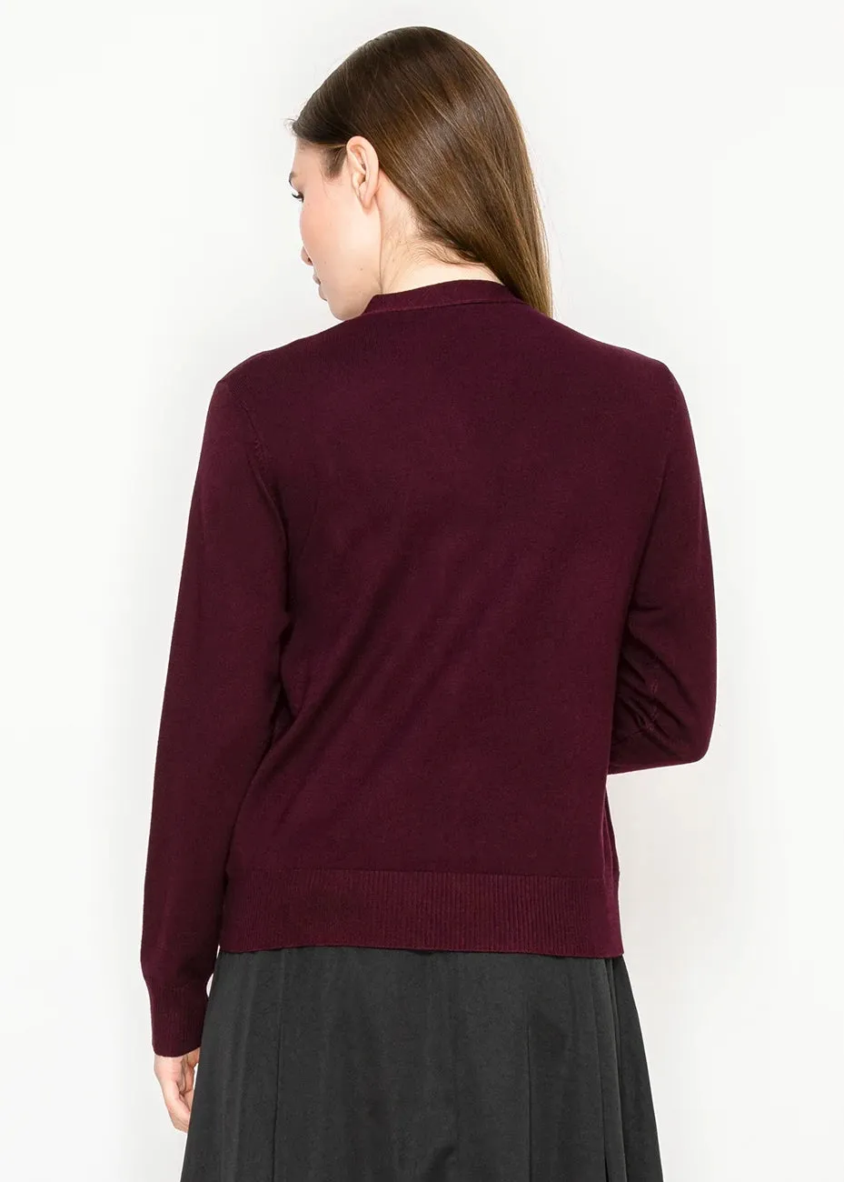 Burgundy Embroidered Cardigan sold by Lord & Taylor product image thumbnail 3