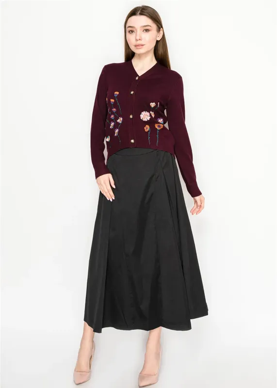 Burgundy Embroidered Cardigan sold by Lord & Taylor