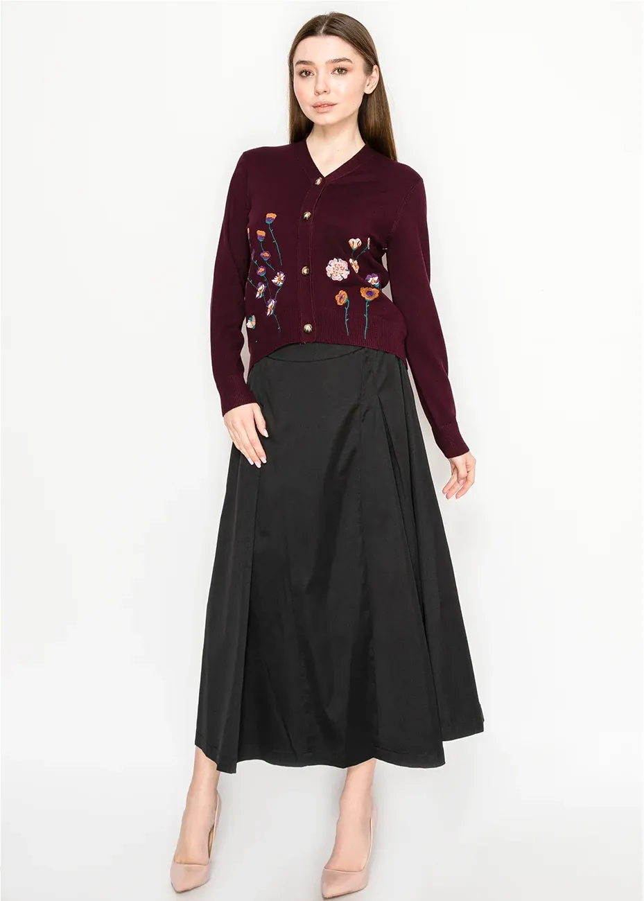 Burgundy Embroidered Cardigan sold by Lord & Taylor