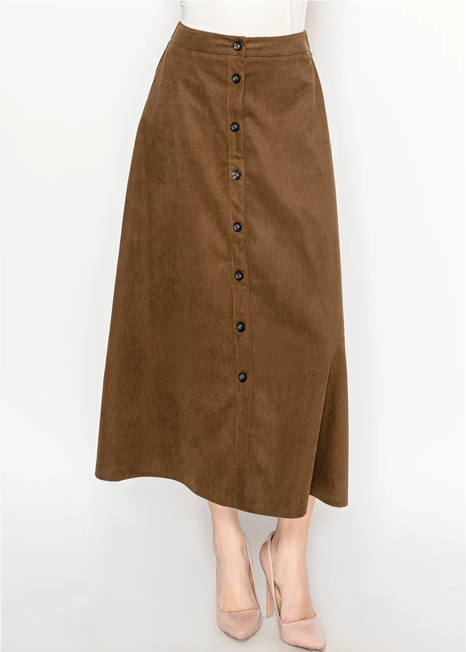 Corduroy Brown Midi Skirt sold by Lord & Taylor product image thumbnail 4