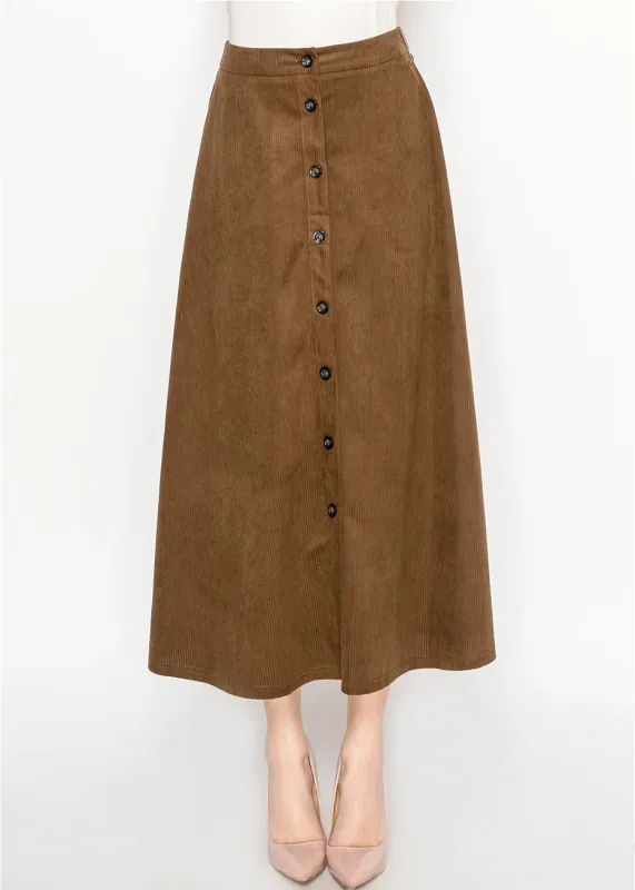 Corduroy Brown Midi Skirt sold by Lord & Taylor