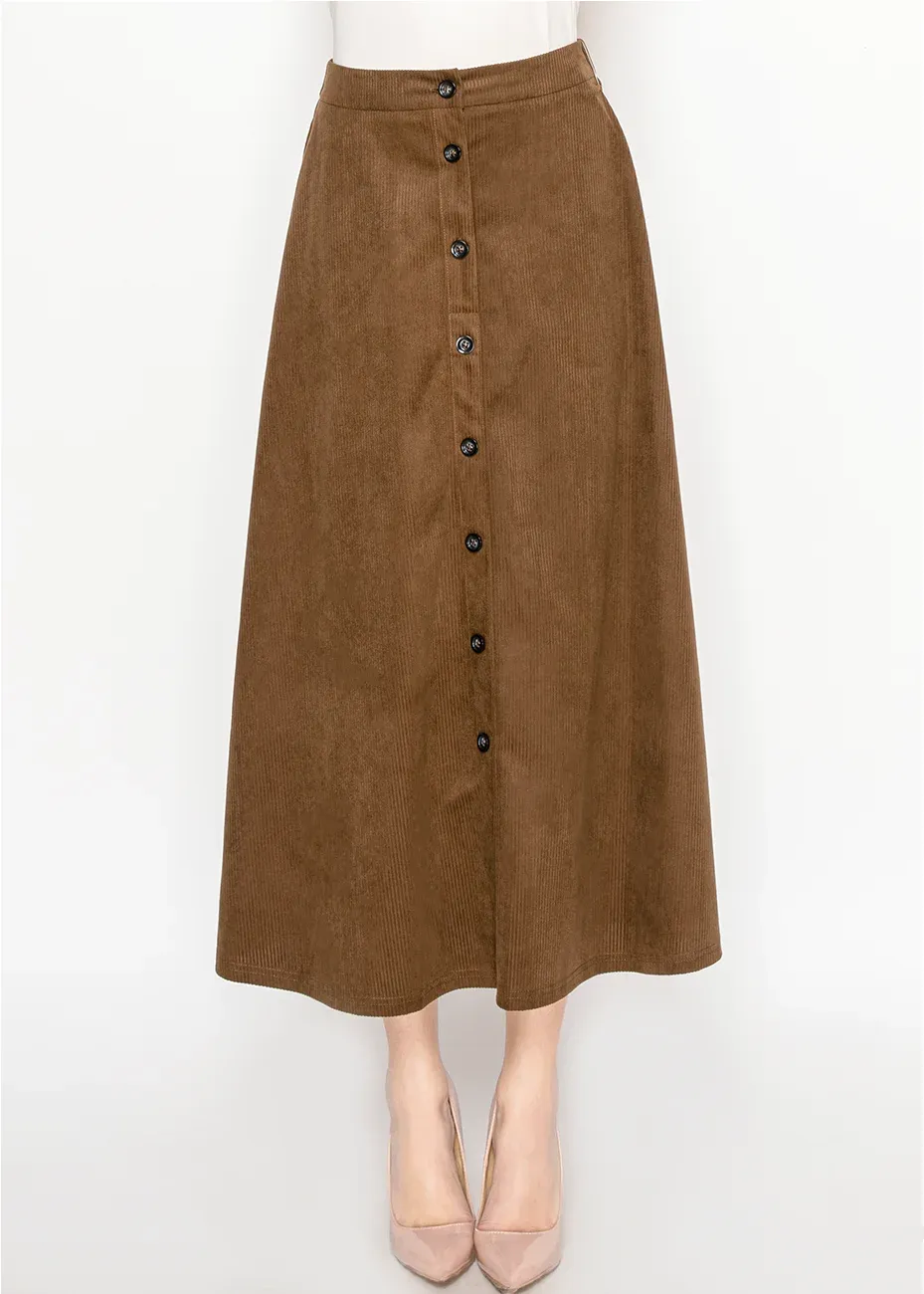 Corduroy Brown Midi Skirt sold by Lord & Taylor