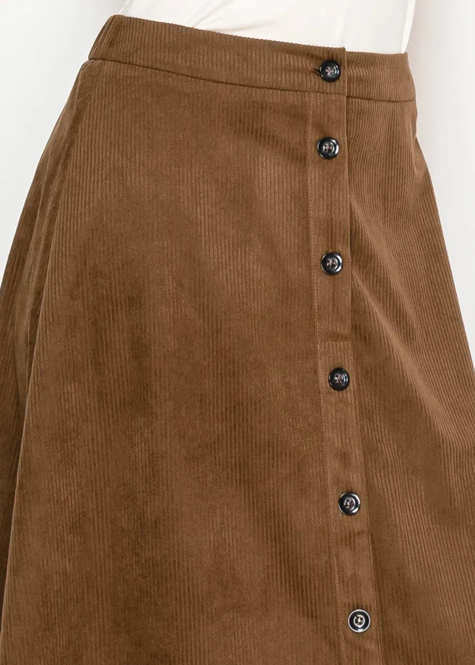 Corduroy Brown Midi Skirt sold by Lord & Taylor product image thumbnail 5