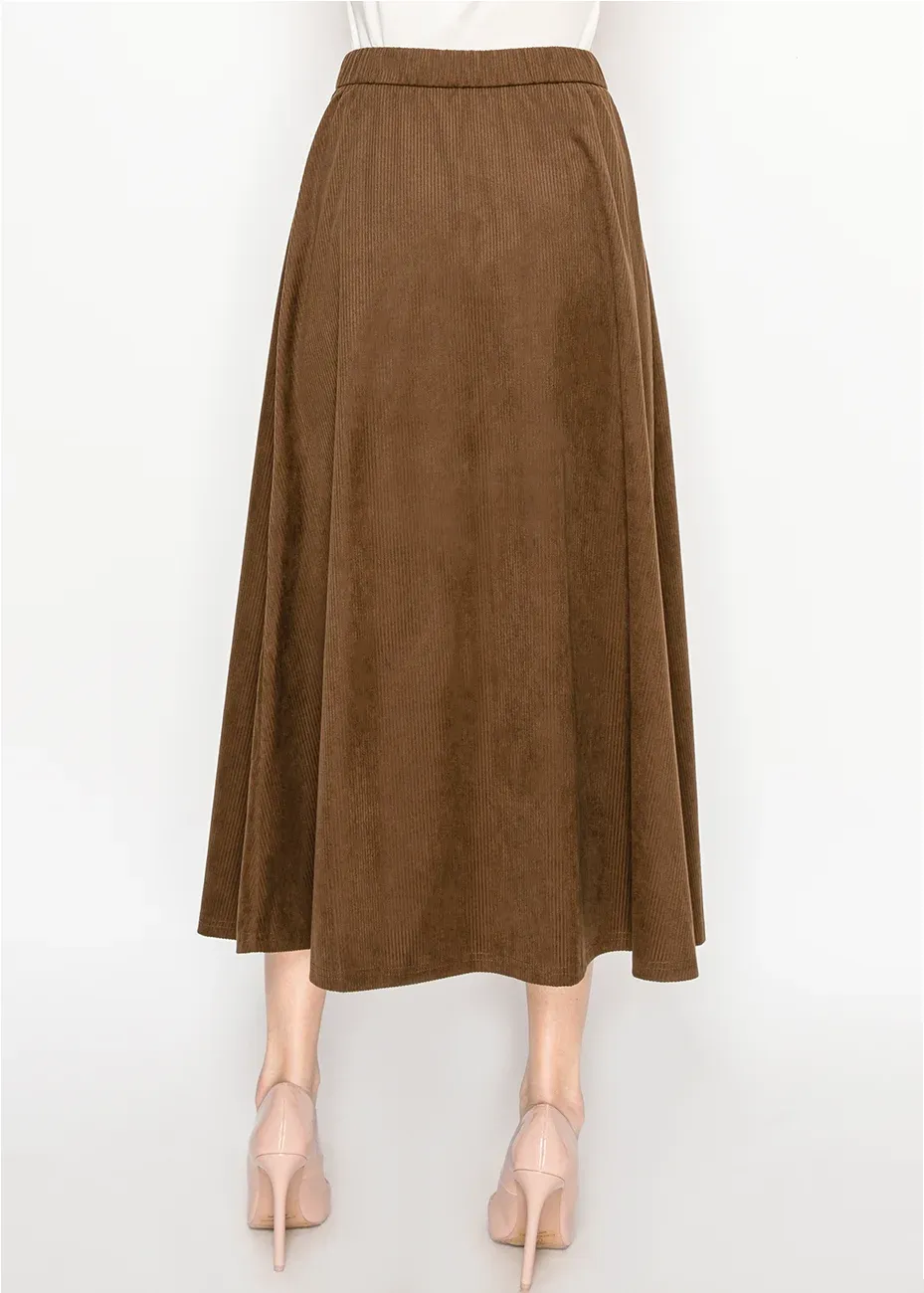 Corduroy Brown Midi Skirt sold by Lord & Taylor product image thumbnail 2