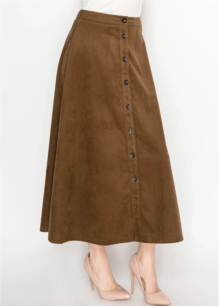Corduroy Brown Midi Skirt sold by Lord & Taylor product image thumbnail 3