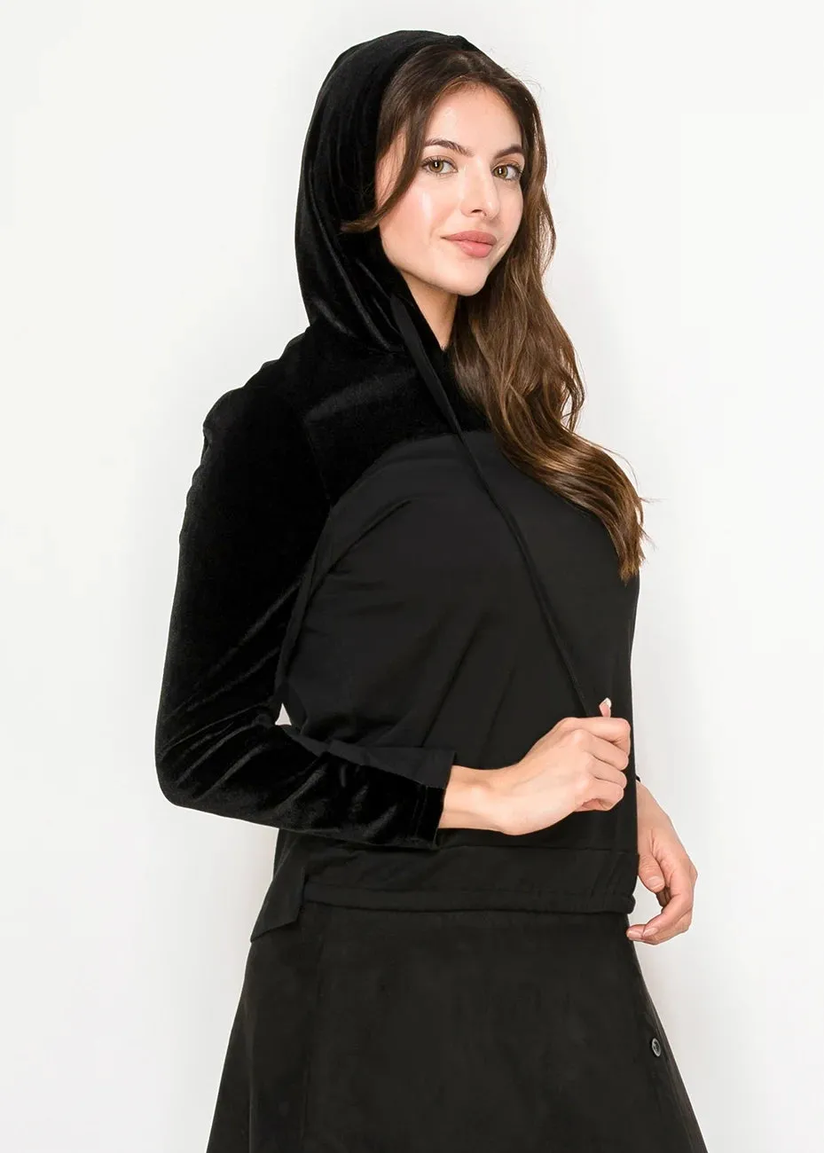 Black pullover hoodie with soft velour accents sold by Lord & Taylor product image thumbnail 3