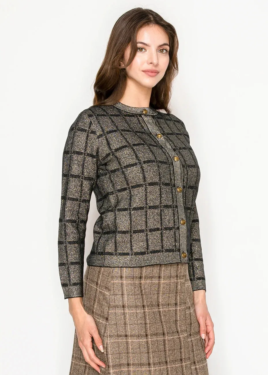 Shimmer Gold Cardigan with Button Details sold by Lord & Taylor product image thumbnail 4